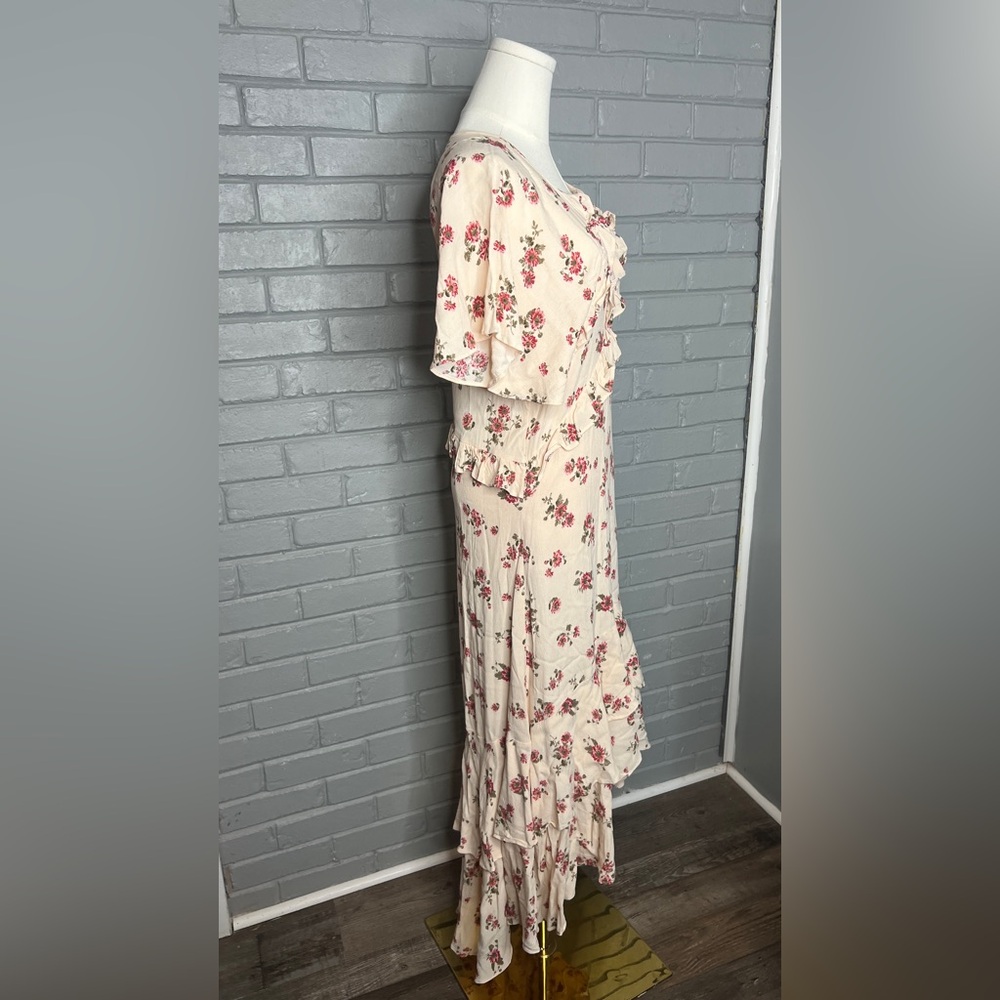 Vici Floral-Print Ruffle Midi High-Low Dress Size Small - Picture 6 of 16
